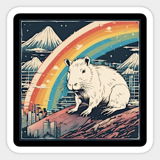 Mount Fuji Capybara Pet Animal Wild and Kawaii Sticker